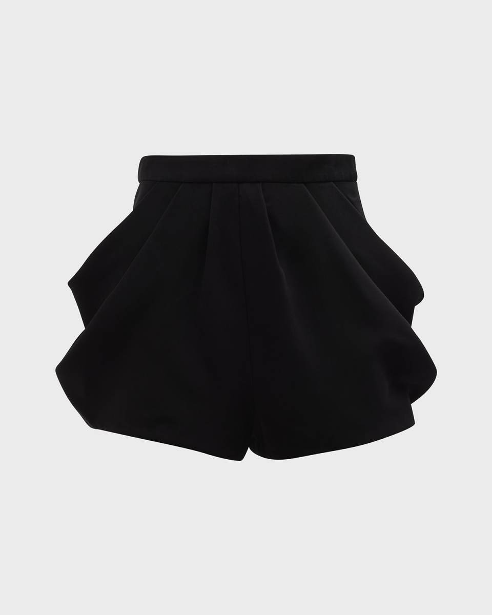 High-Rise Draped Crepe Shorts